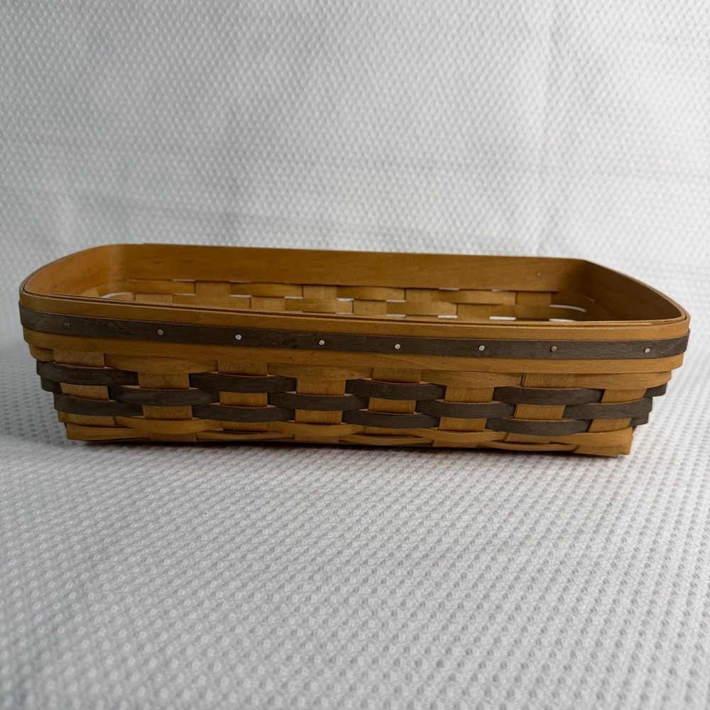 Bradford Basket Company Handwoven Wood Basket USA 1998 Rectangular Natural Brown